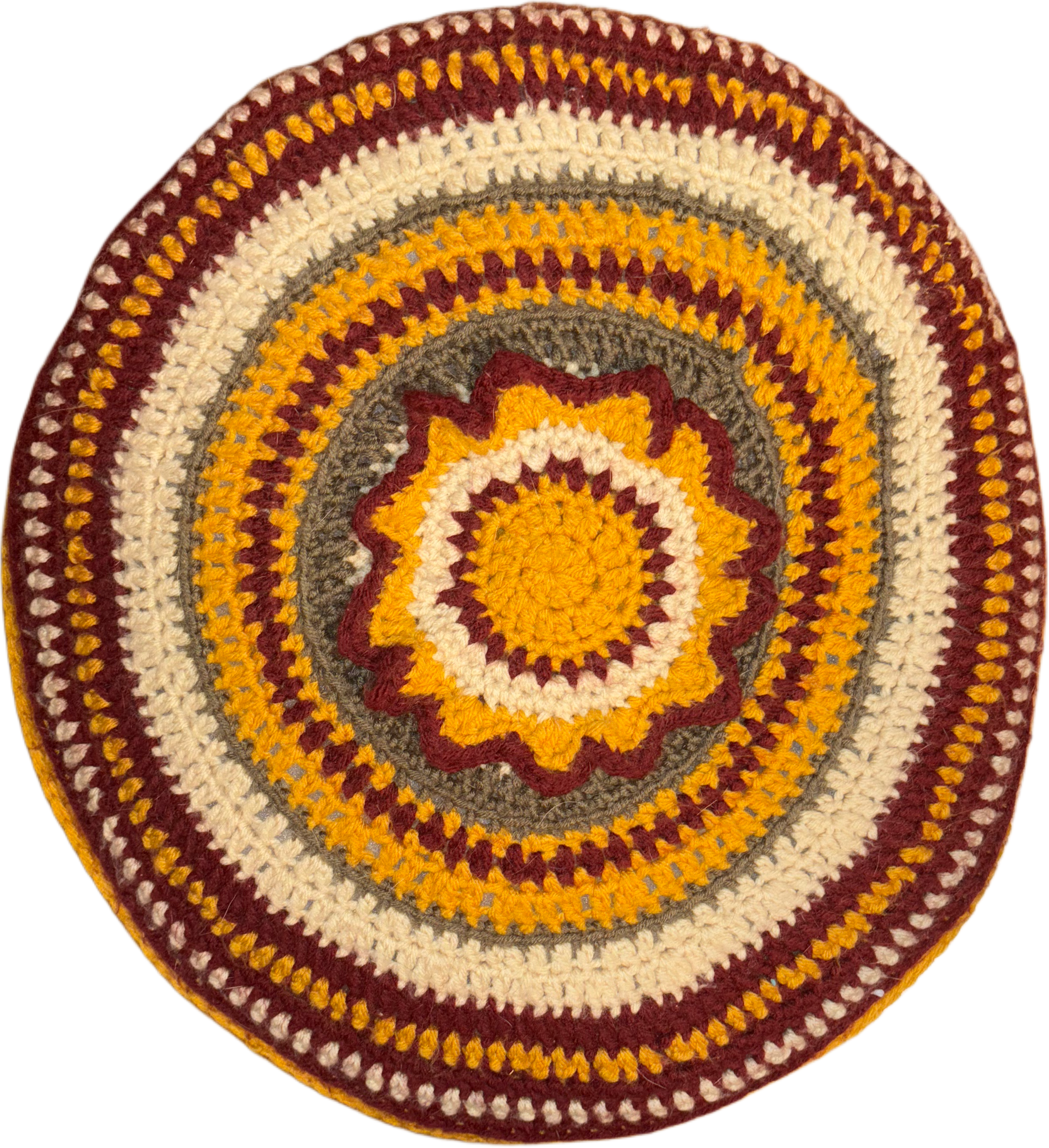 Orange and yellow crochet pillow